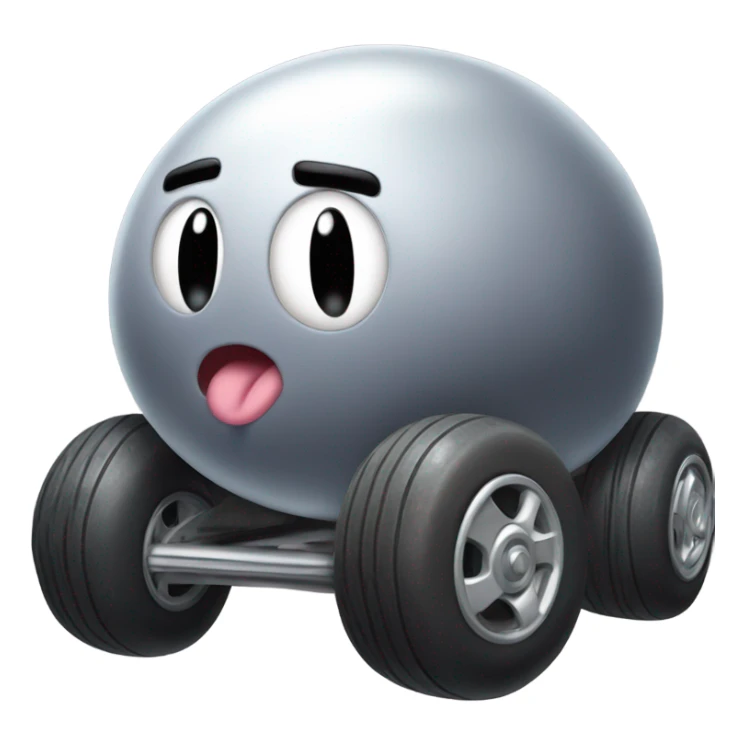 Metal cute mad Kirby bubble Gray ball driving on car wheels with mad eyebrows game sticker