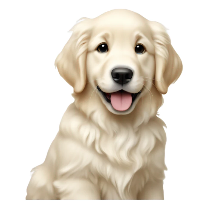 White English cream long haired curly golden retriever puppy sticker
