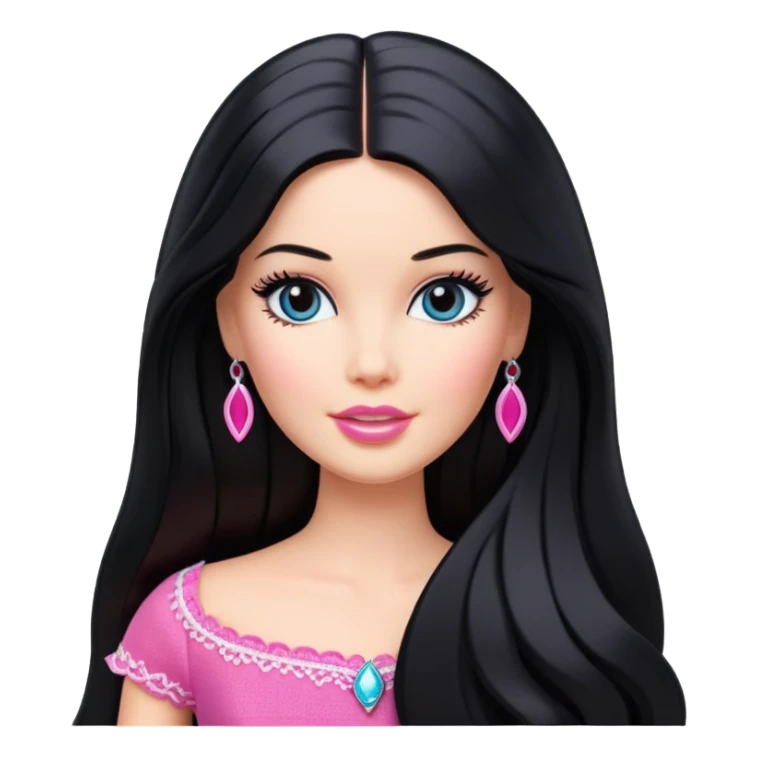 long black hair barbie sticker
