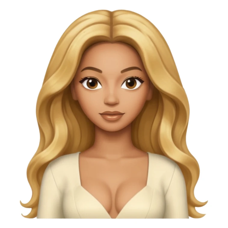 Beyonce with long golden blonde hair, ivory outfit sticker