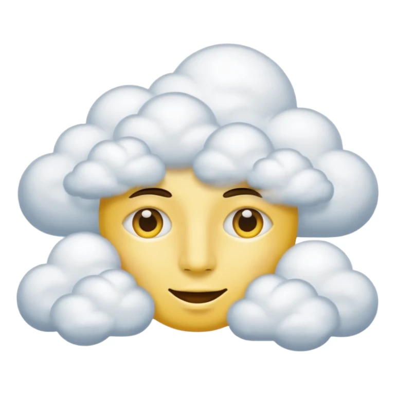 No mouth face in clouds a yellow circle remove nose and remove a white eyes sticker