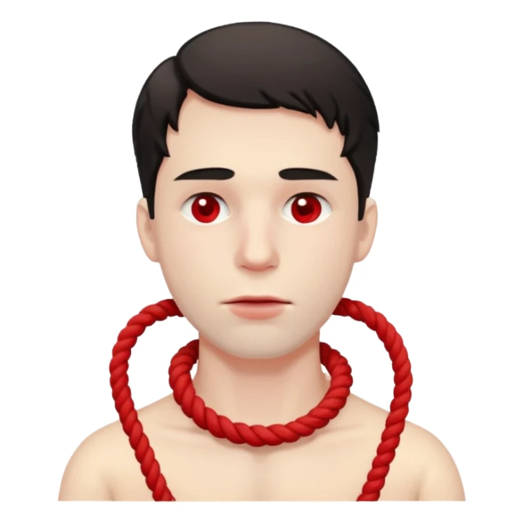 A man suffocating himself with a rope around his throat tight sticker