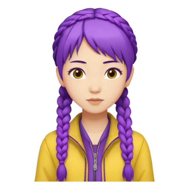 kpop hunters Rumi purple hair asian, yellow jacket braid sticker