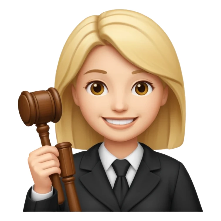 female lawyer emoji, holding a gavel sticker