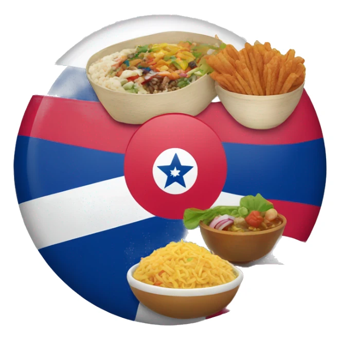 Dominican Republic flag with Korean food in the middle  sticker