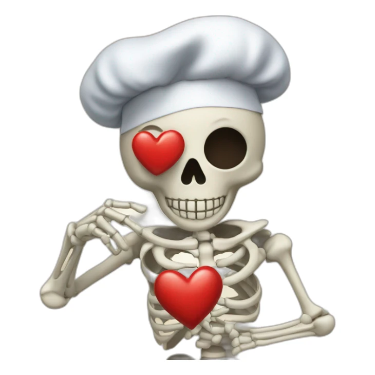 skeleton chef's kiss with heart and pinched fingers sticker