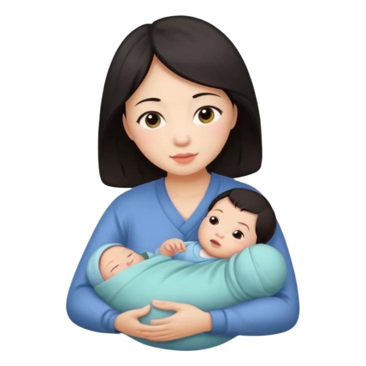 A Chinese mother with 1 newborn. sticker