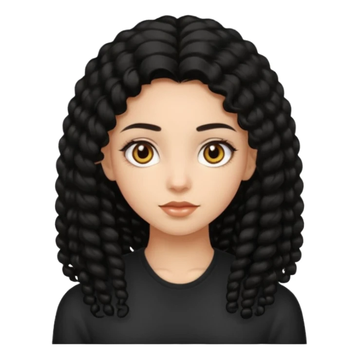 girl, long black coily hair, beautiful hazel eyes sticker