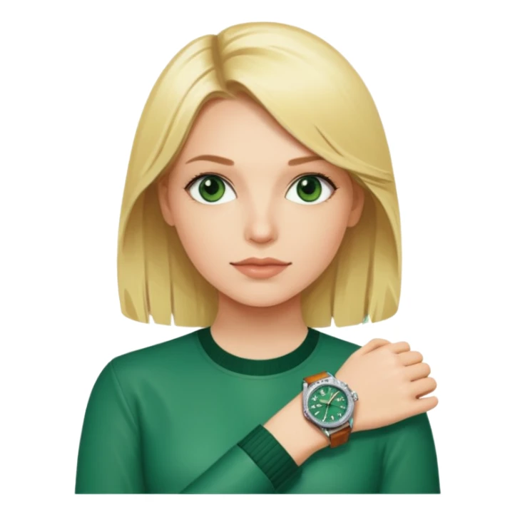 Breitling green faced watch on blonde girl wrait sticker