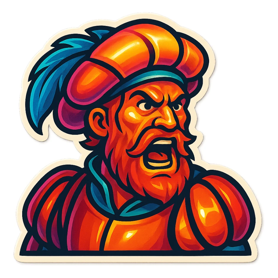 Red-bearded Landsknecht showing anger sticker