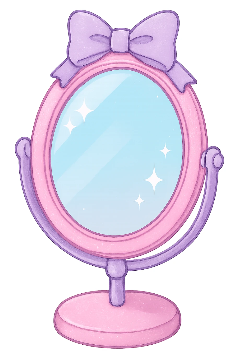 sparkling girly mirror, stylish and pastel, no background sticker