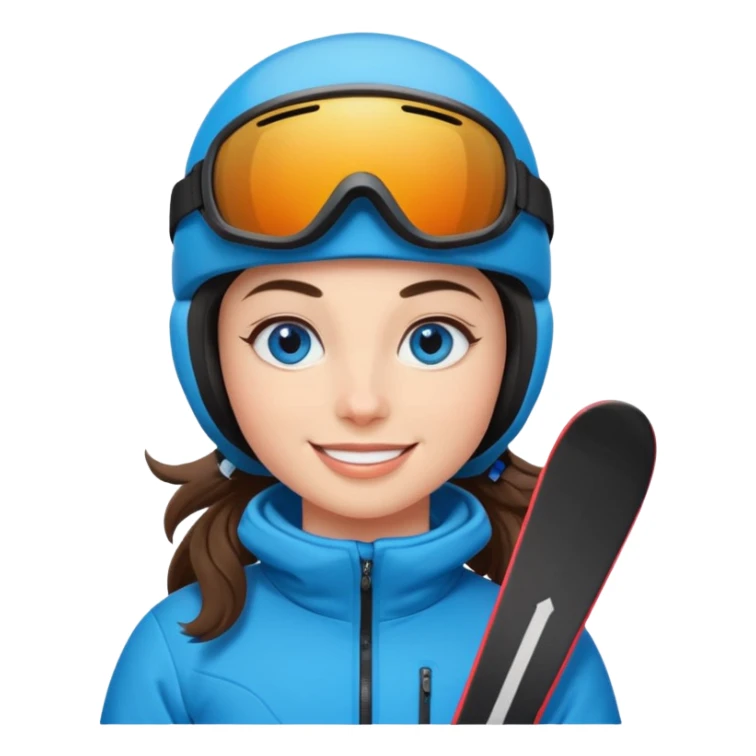 brunette with blue eyes skiing downhill  sticker