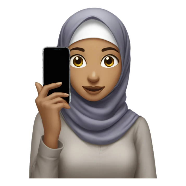 a hijabi girl is taking picture with iphone 13 sticker