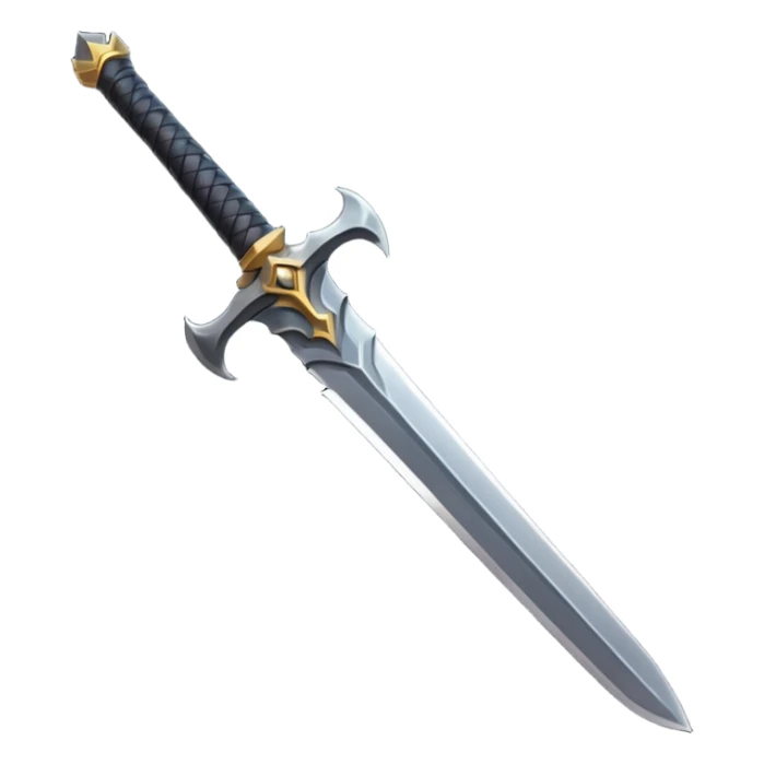 iOS emoji, minimal dark sword, flat design, fantasy sticker