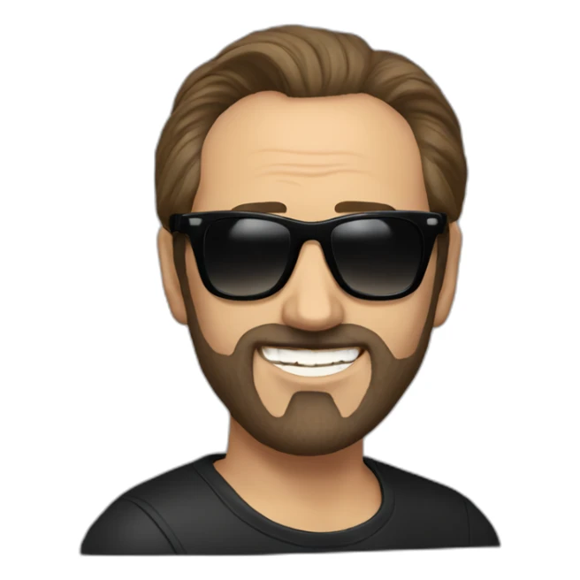 nicolas cage with a beard and black Wayfarer sunglasses sticker