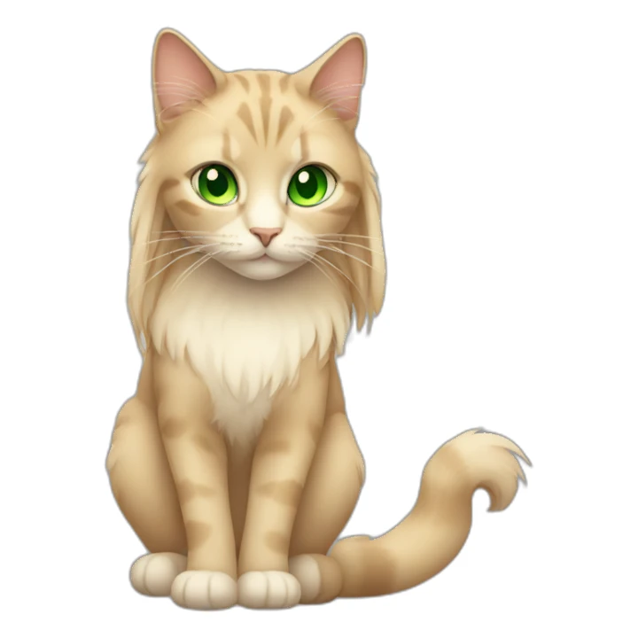 Cat female with long hair an green eyes sticker