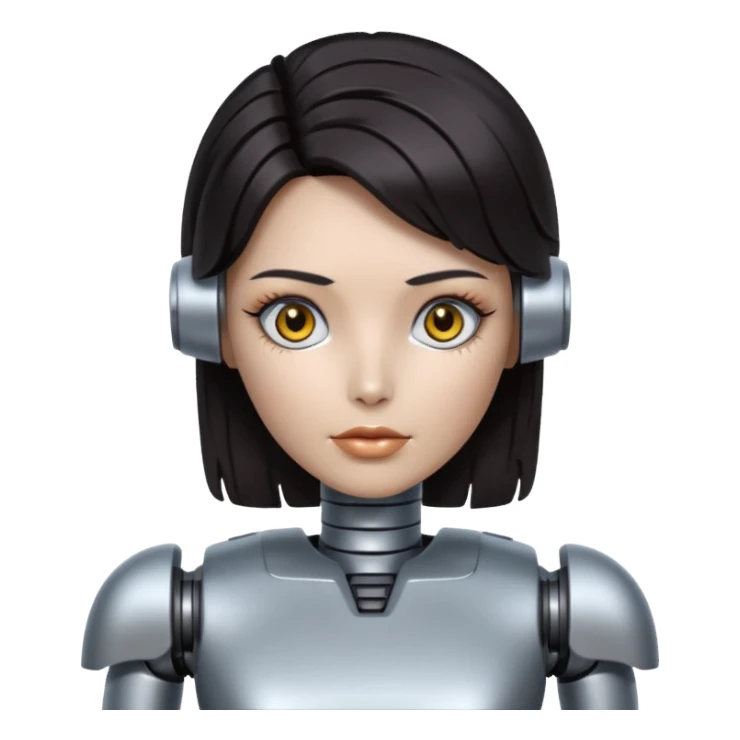 female robot with dark hair sticker