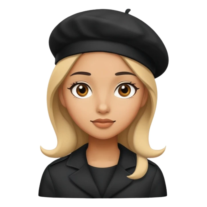 girl wearing a black beret sticker