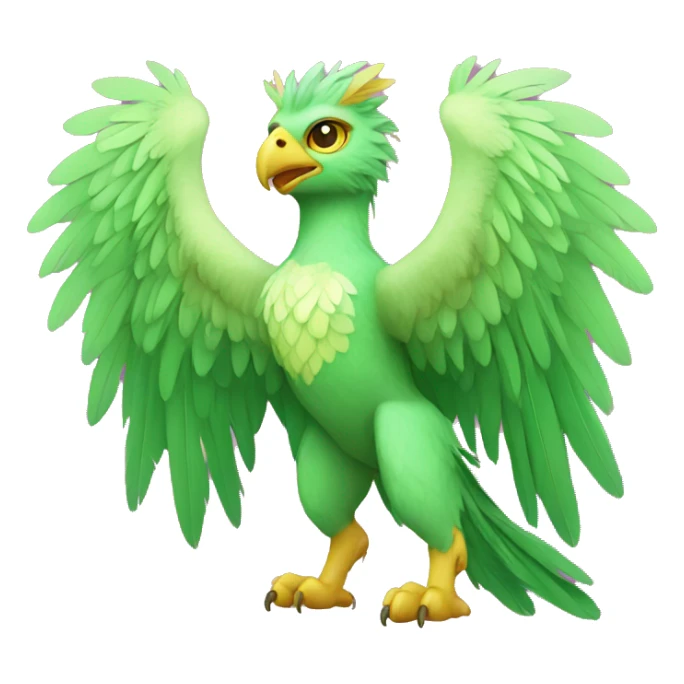 Full-body green gryphon with pink wings and pink tail-feathers sticker
