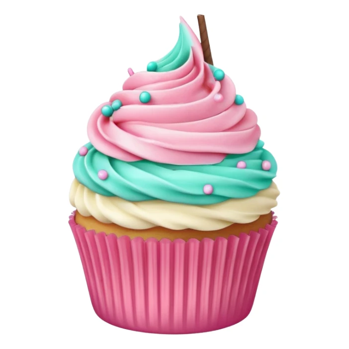 pink and aqua green cupcake  sticker