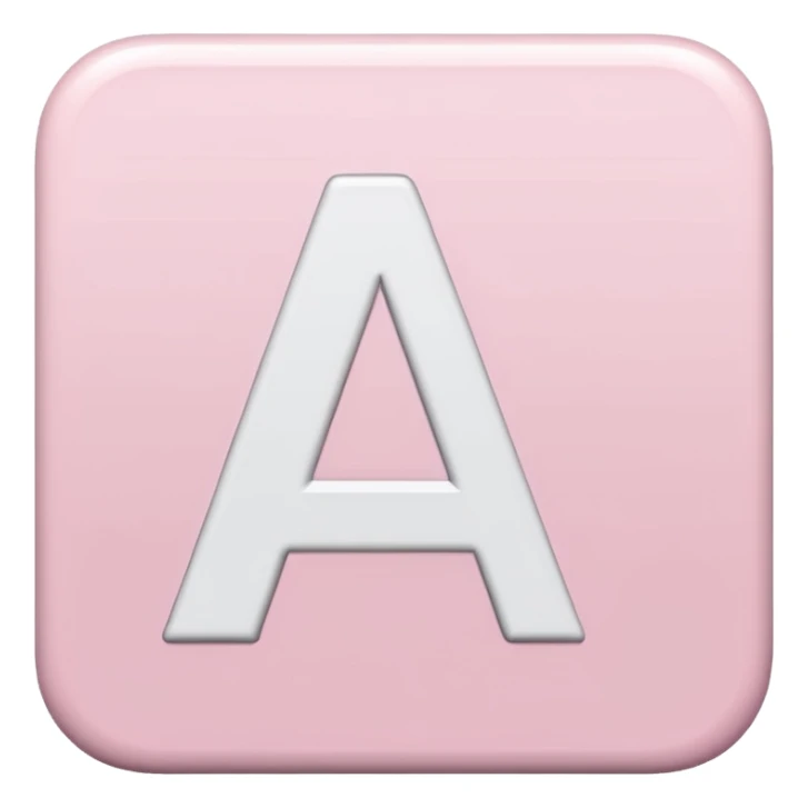 White letter A in a light pink sqaure sticker