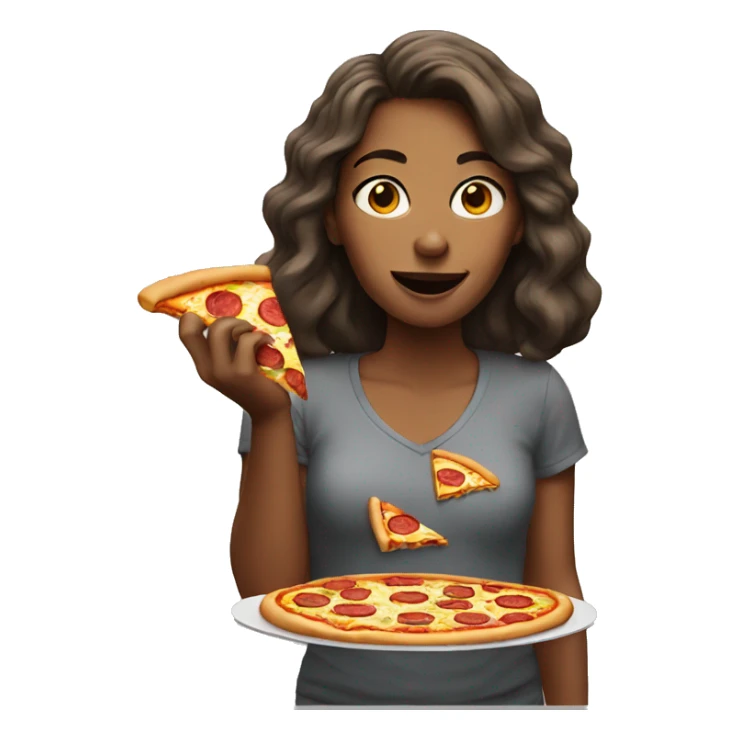 Woman eating pizza sticker