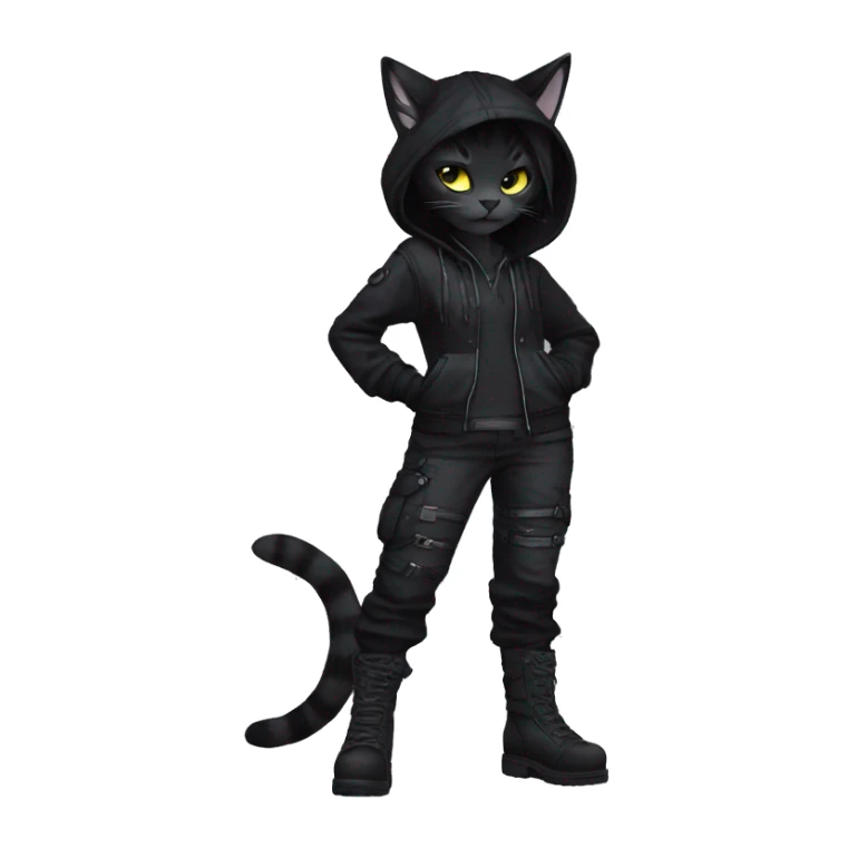 Edgy Shy Anthro cool pretty dark cat-fursona techwear sticker