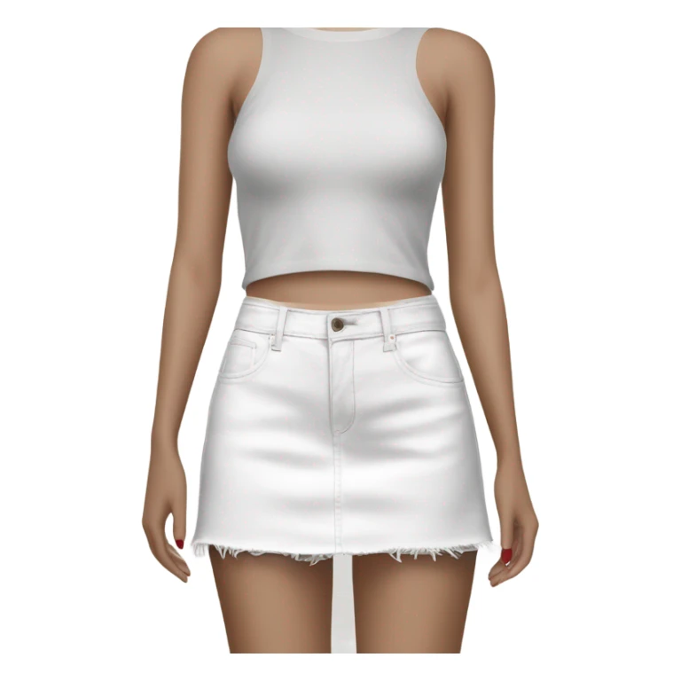 Realistic A-line high waisted white denim skirt, isolated sticker