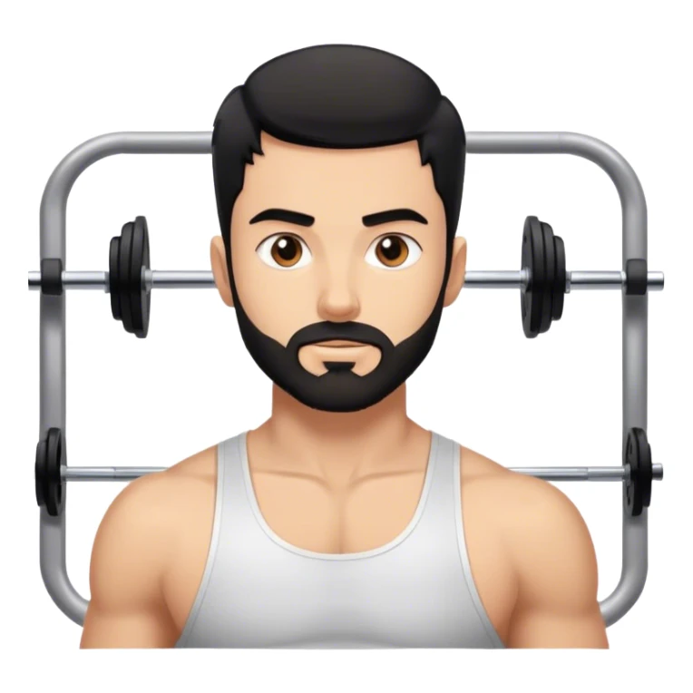 young white man with black short beard and short black hair in the gym sticker