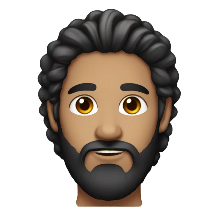 Man with long black hair, brown eyes and long black beard, neck tattoos  sticker