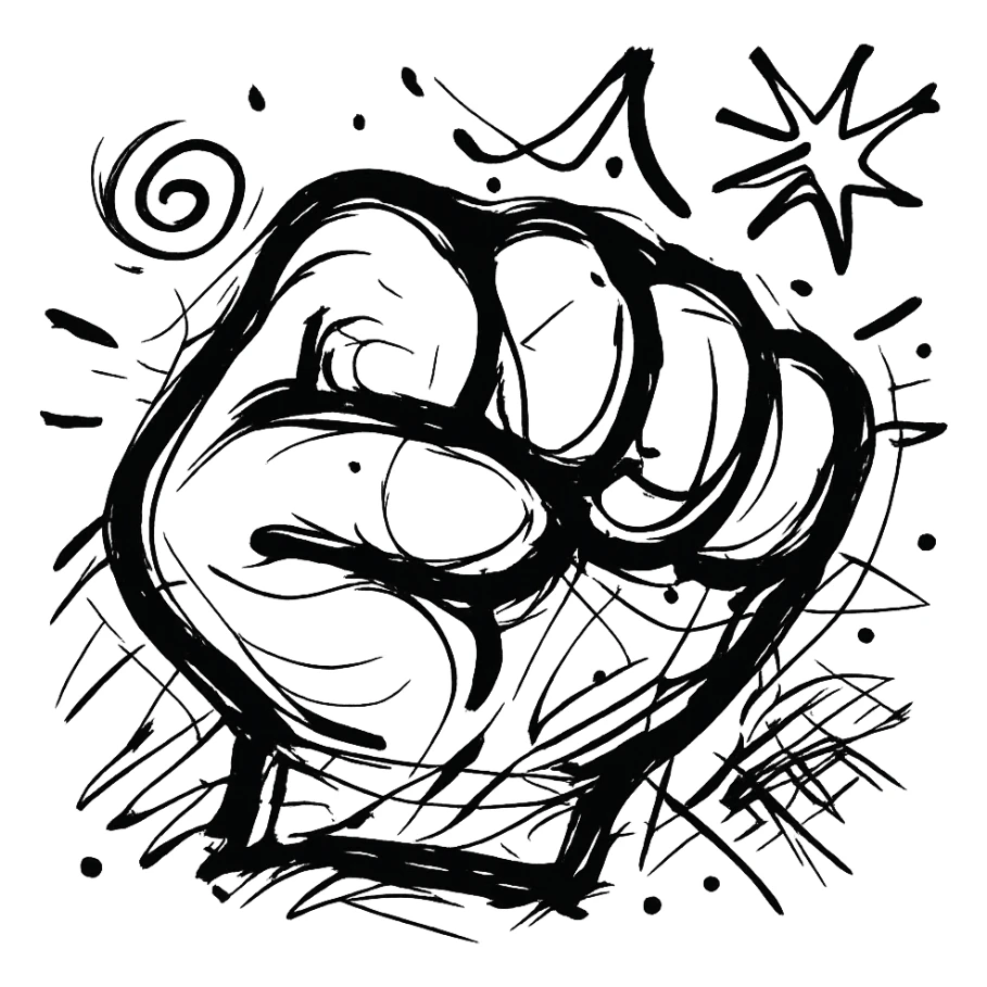 chaotic outlined punch icon sticker