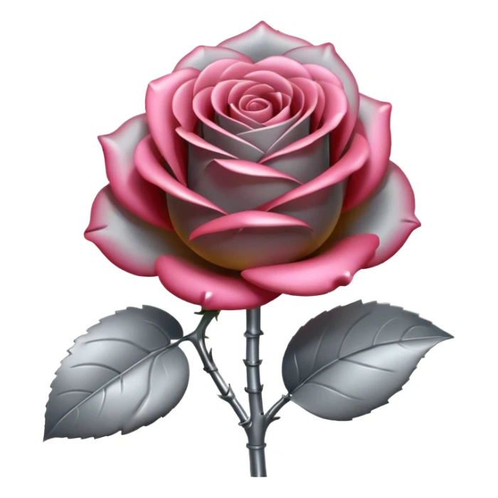gray metal chrome rose, without green leaves, just flower sticker