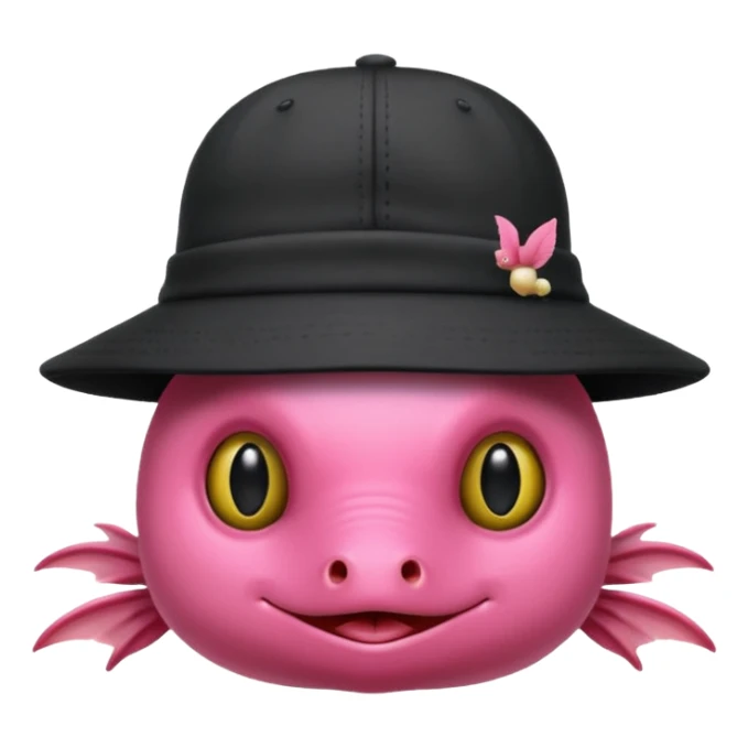 black bird wearing an axolotl hat sticker