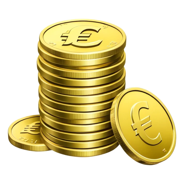 stack of euro coins and euro cash sticker