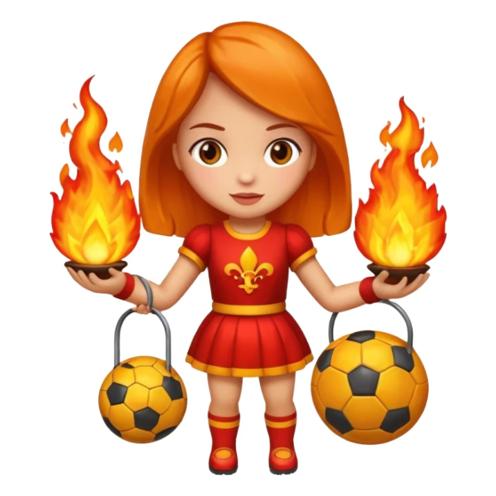 Boneca segurando uma Bola que está queimando sticker