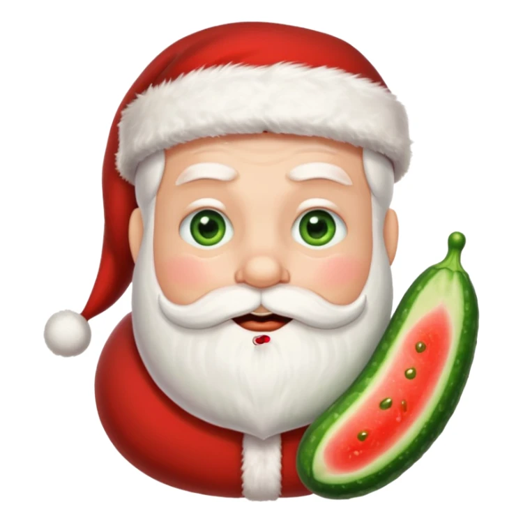 Santa with cucumber slices instead of eyes sticker