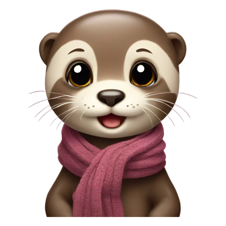 Cute baby otter. Wearing scarf. Full body.  sticker