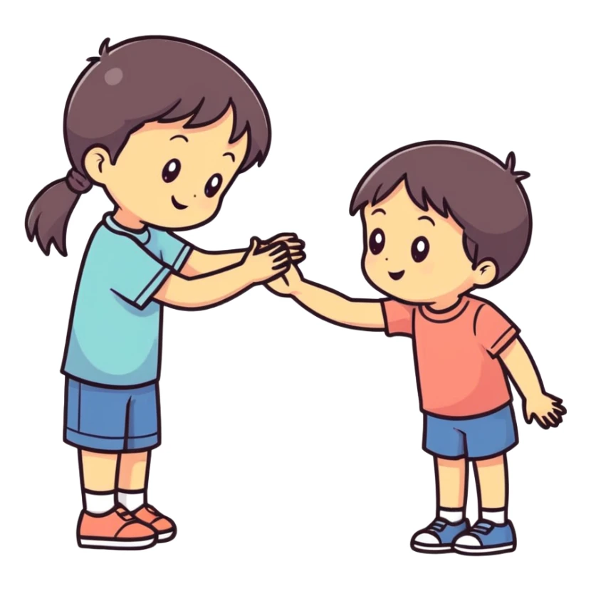 a boy patting his cute little sis sticker