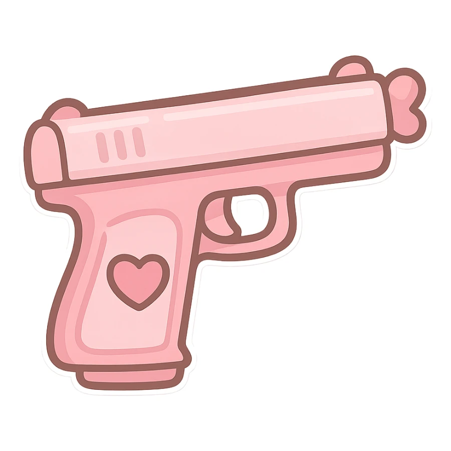 Pink heart pistol, remove background sticker