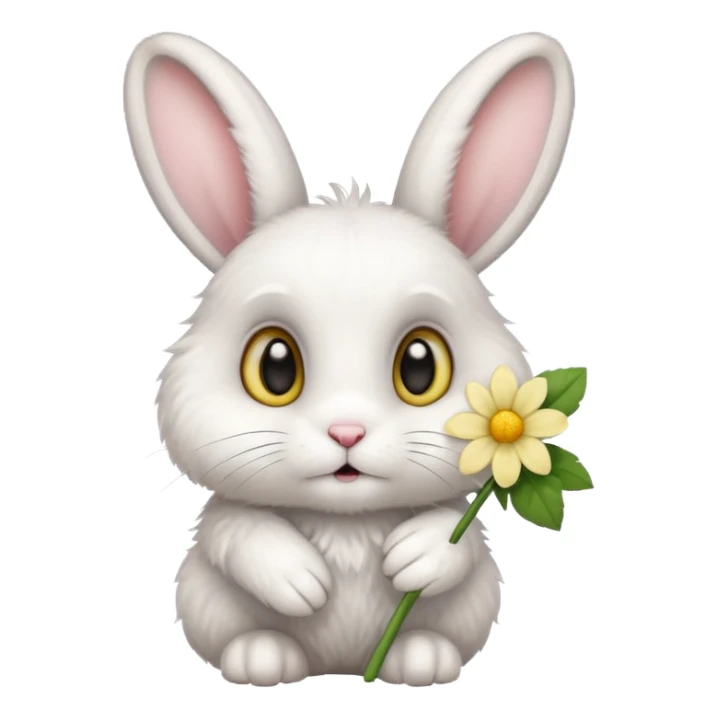 A cute Rabbit with a pale yellow flower on its ear sticker