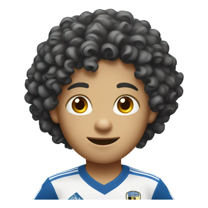 white kid black curly hairplaying soccer  sticker