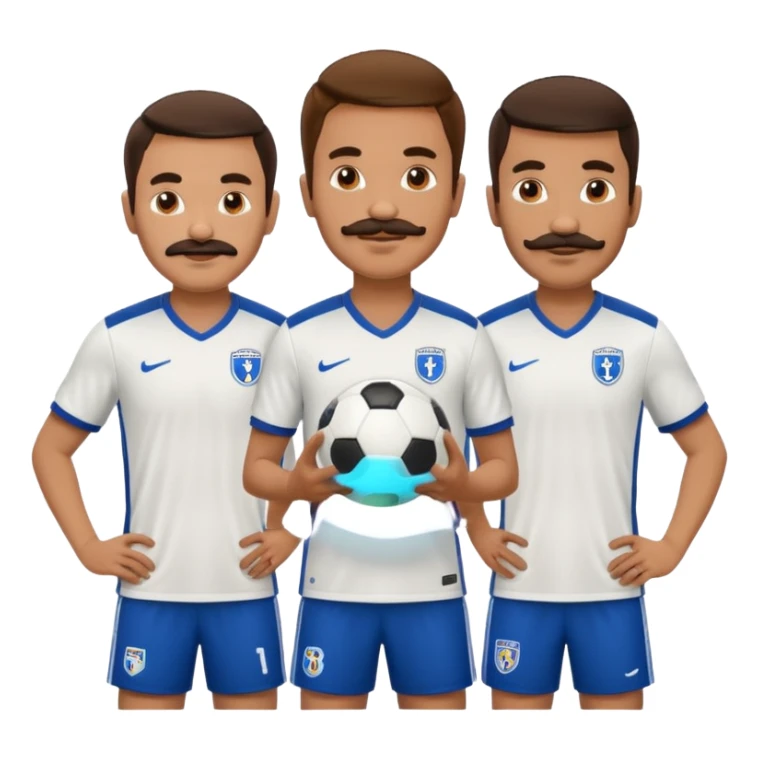 soccer players with mustache holding soccer ball sticker