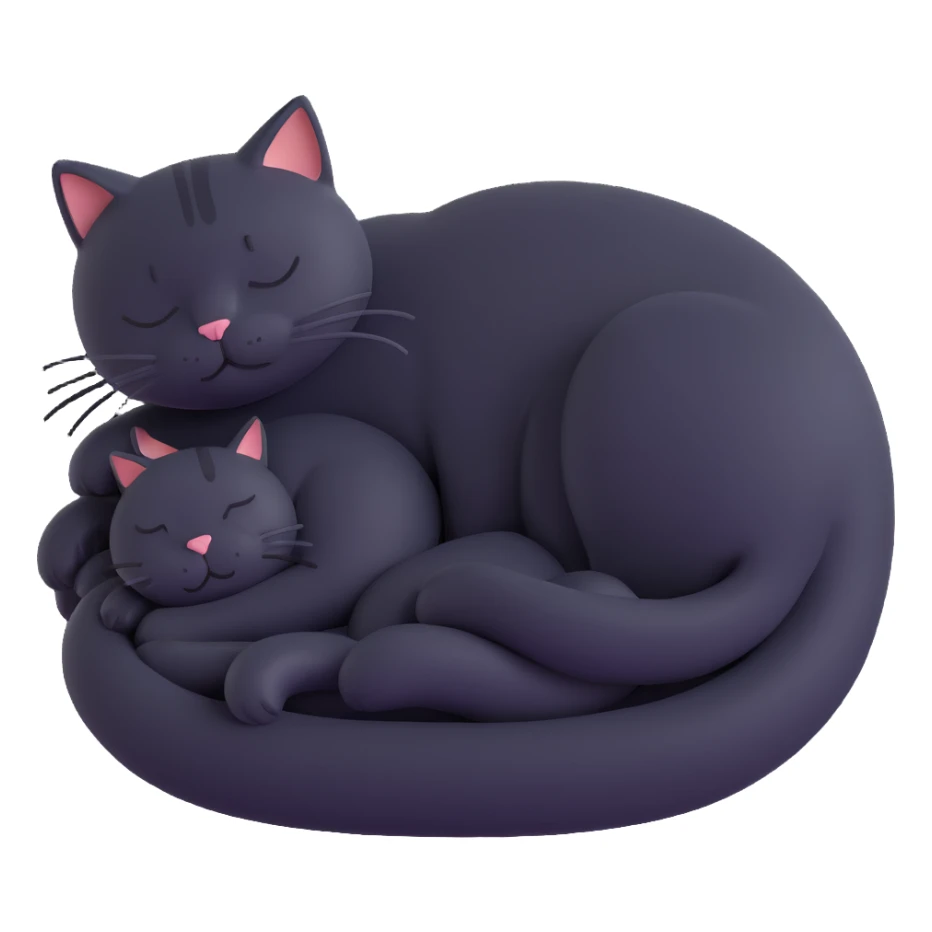 huge cat sleeping curled with a tiny human resting in the middle, both relaxed and safe sticker