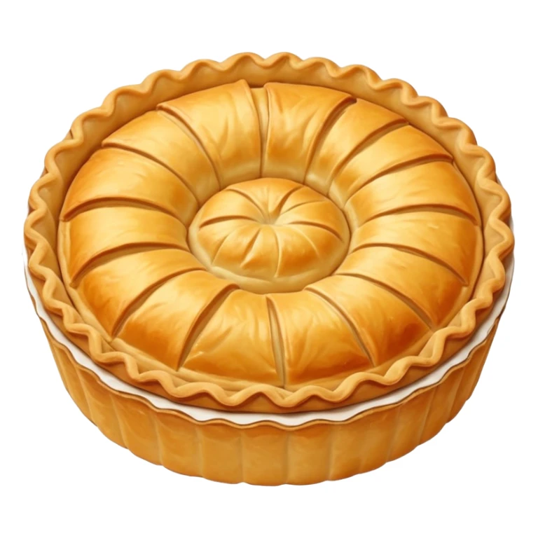 simple banitsa emoji, round pastry with golden crust, minimal details sticker