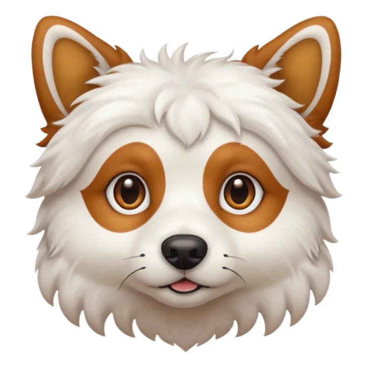 White dog with brown spots on eyes fluffy sticker
