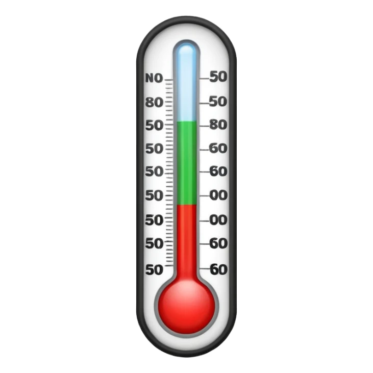 A straight thermometer has 5 colors on it, no round ball or circle at first  sticker