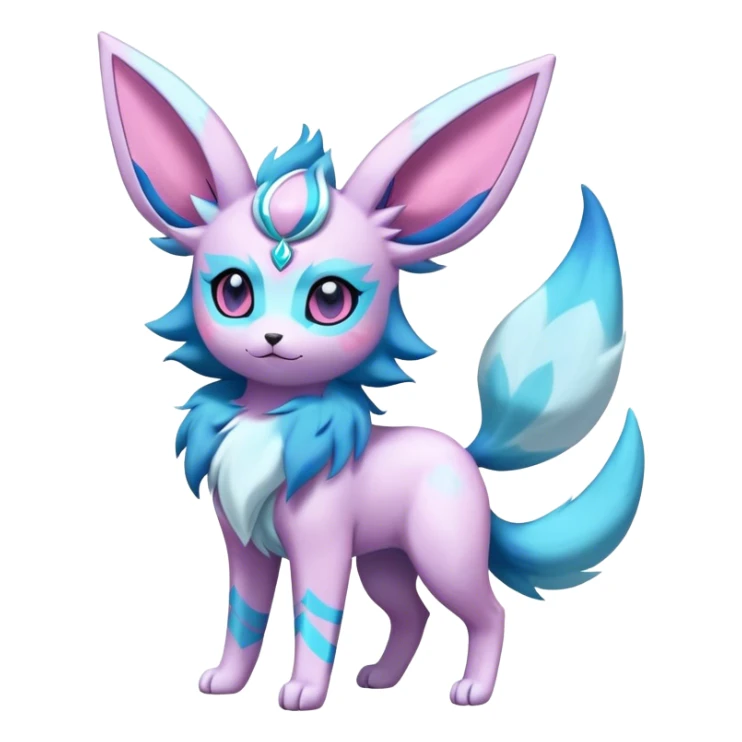 Futuristic Fluffy Celestial Magical Glaceon-Espeon-Sylveon-Umbreon-hybrid, full body sticker