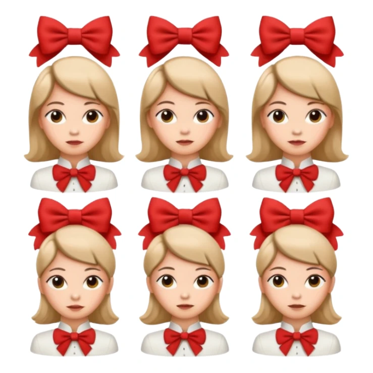 women with neckBow, different hair style. sticker