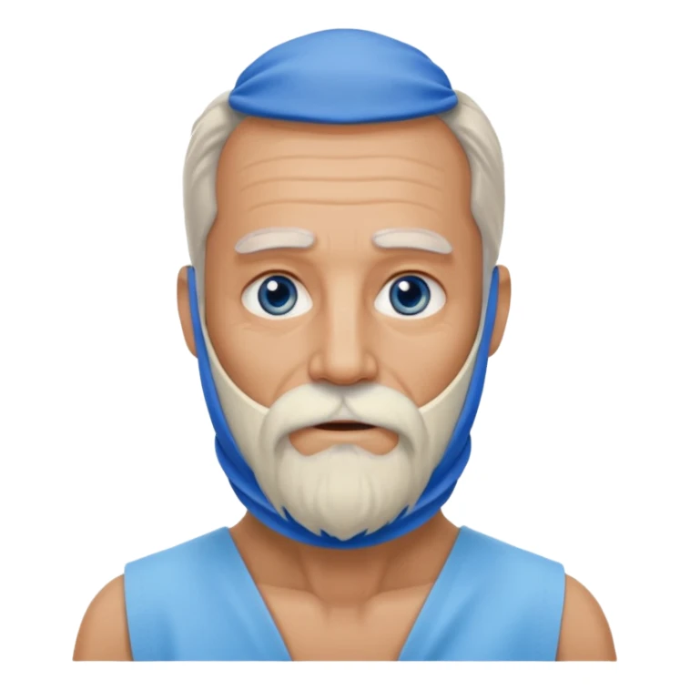 Older man with a full long beard, a medical neck brace, and blue eyes. sticker