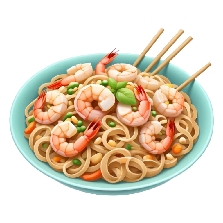 Thai pad thai noodles street food with pastel colors sticker
